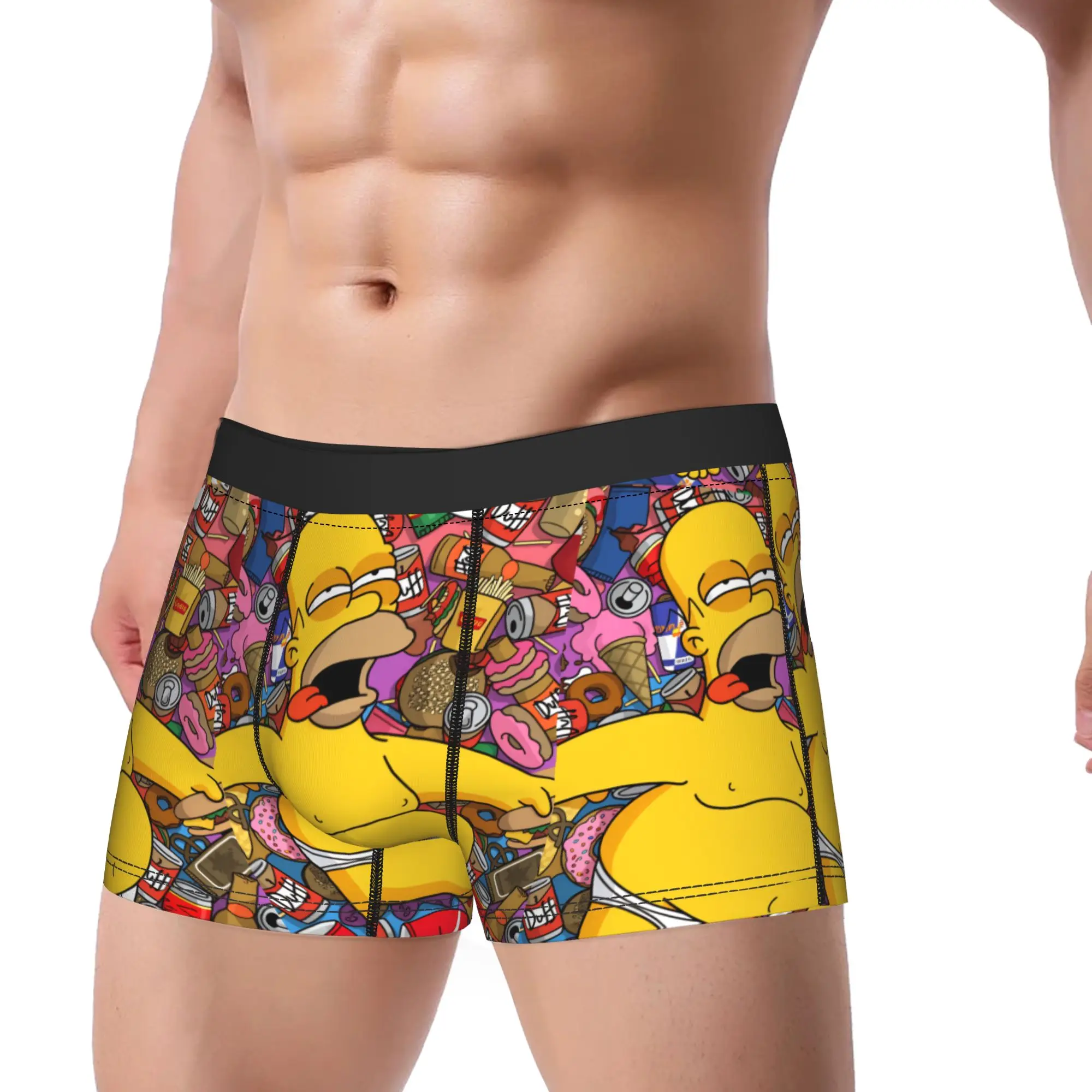 S-Simpsons Homer Candy Feast Shorts Briefs  Underwear Trenky Men Soft Trend Trunk Customs Large Size Underpants