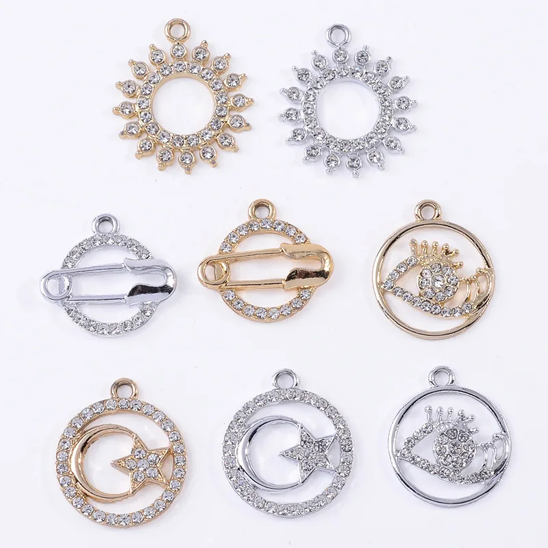 سبائك الاكسسوارات قلادة الشمس ستار أقراط قلادة شخصية ورقة كليب العين جولة مع قلادة الحفر