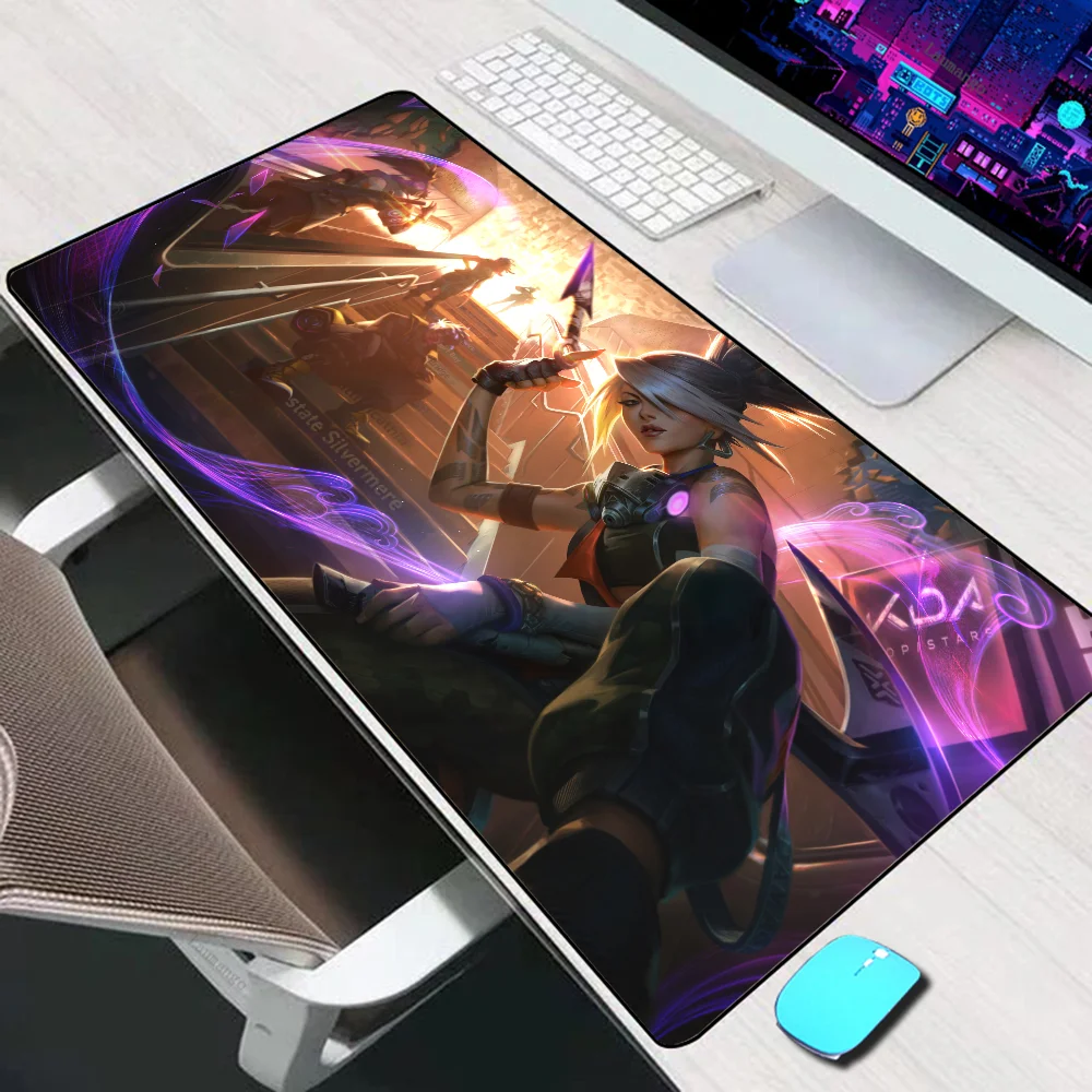 League of Legends alas Mouse besar, aksesori alas Mouse Pad komputer kerusakan kulit, alas Keyboard