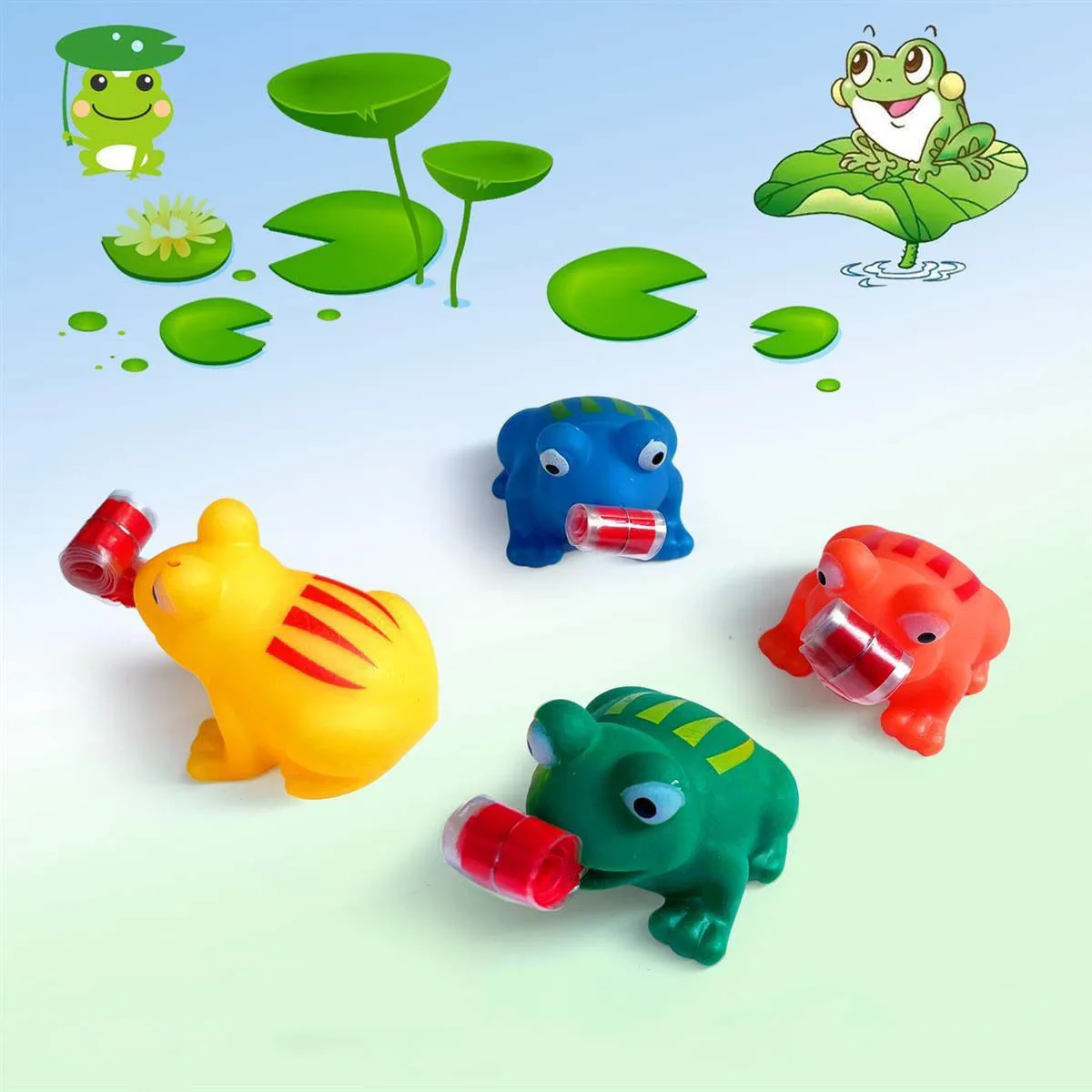 5Pcs New Funny Stress Relief Squeeze Tongue Out Cute Little Frog Toys Creative Simulation Frog Children Wacky Venting Toys Gift