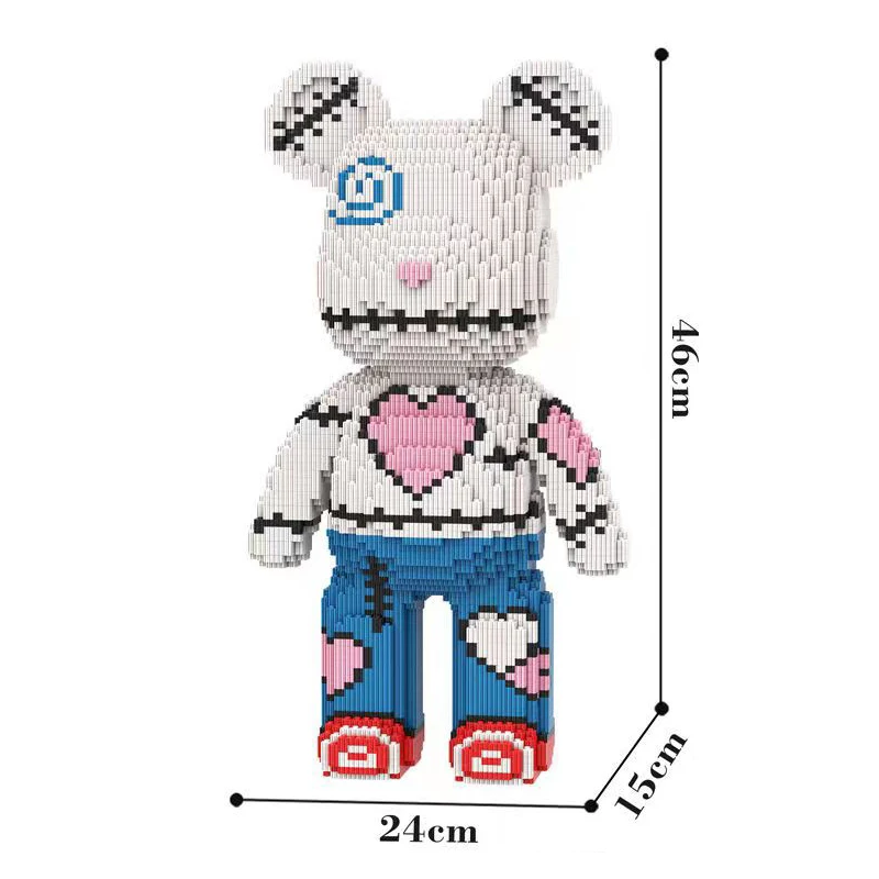 2023 New publishing trend toy violent bear series puzzle DIY stitching small particle building blocks toy decoration model gift