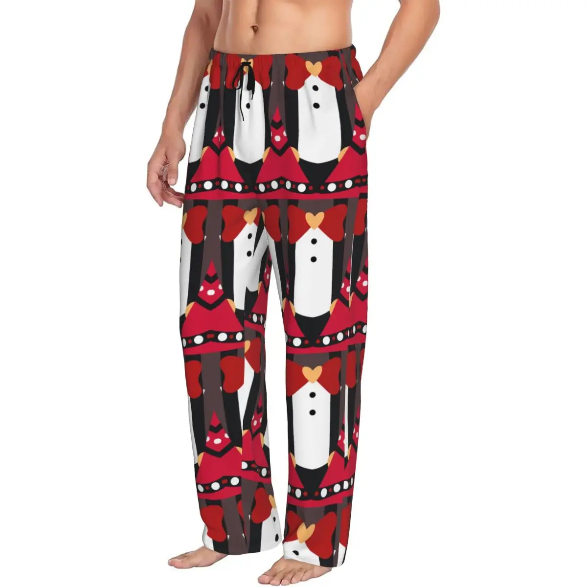 مخصص الرجال Hazbins فيلم الفنادق الكرتون بيجامة السراويل المطبوعة ملابس النوم قيعان مع جيوب