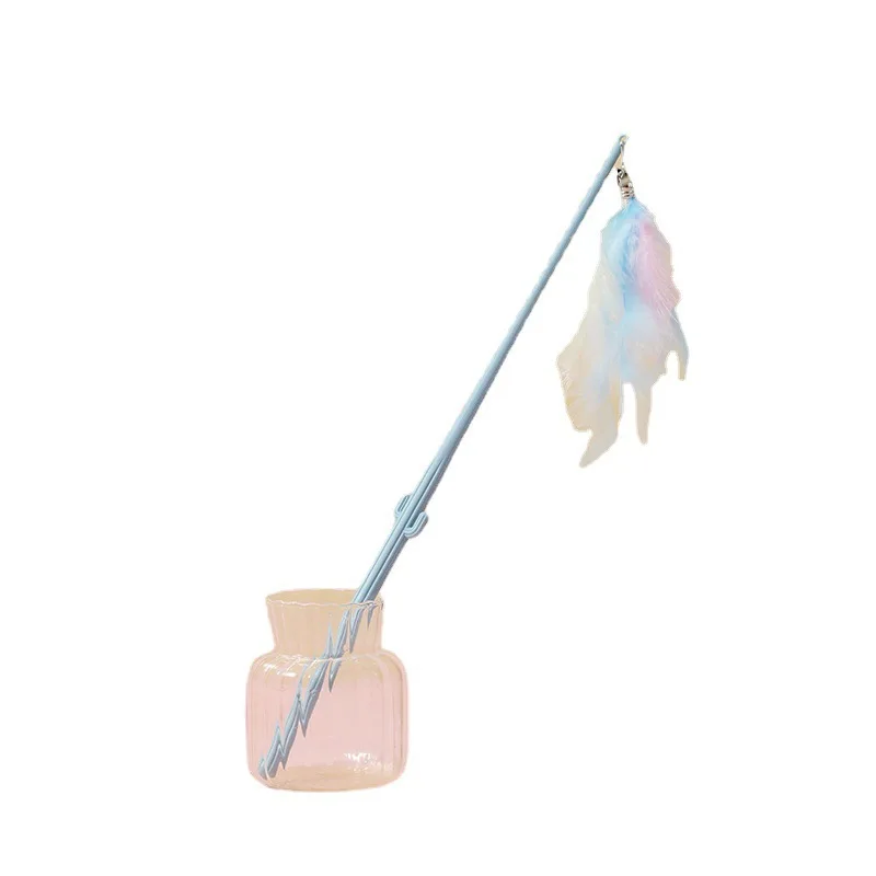

New cat toy cat teaser stick Durable long pole cat teaser artifact Feather teaser stick Self-hi Bored Pet Products