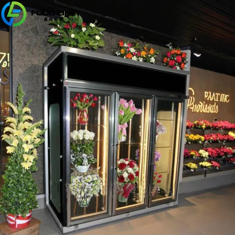 Custom Flower Pot Book Display Stand Storage Cabinet Commercial Flower Shop Freezer Vertical Air Cooled Frost Free Crisper