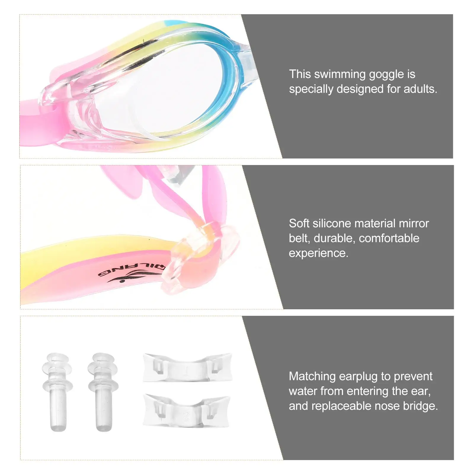 نظارات السباحة ذات الإطار الصغير للبالغين، نظارات السباحة الشفافة تحت الماء غير الدوارة، نظارات السباحين