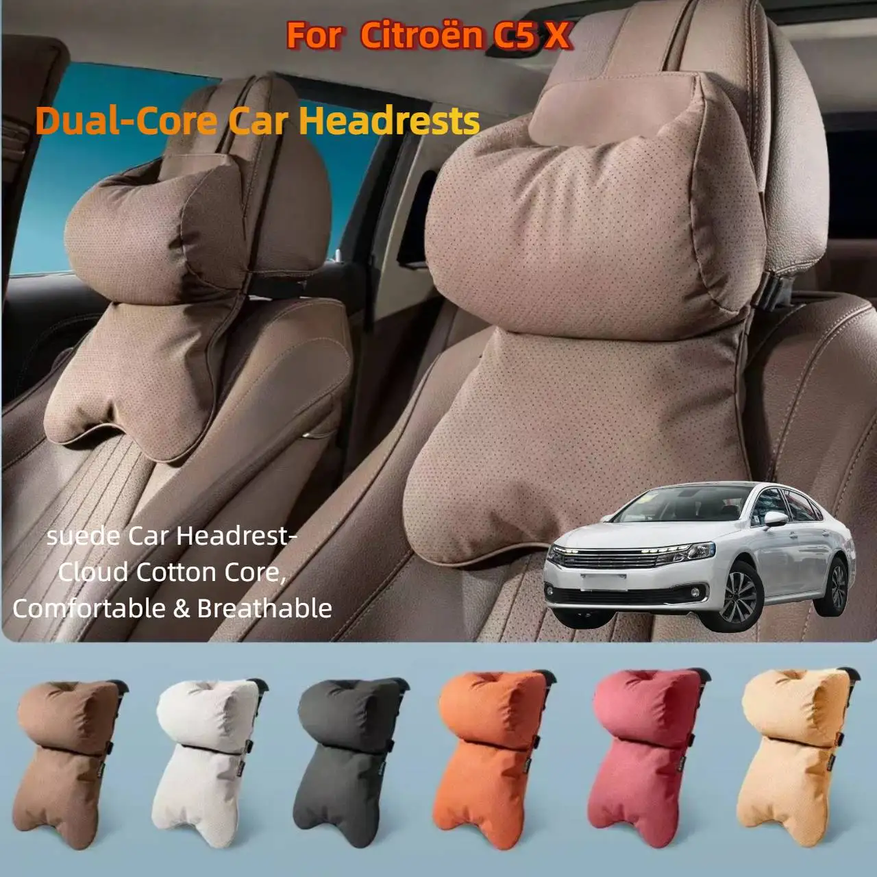 Dual-Layer Breathable Car Headrest For Citroen C5 X  Double Layer Neck Shoulder Support 4 Seasons Univers