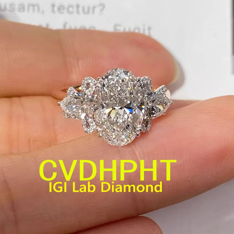 

Роскошное кольцо из 14-каратного золота по индивидуальному заказу, выращенное в лаборатории бриллиантовое кольцо овальной формы D VS1, свадебное обручальное кольцо