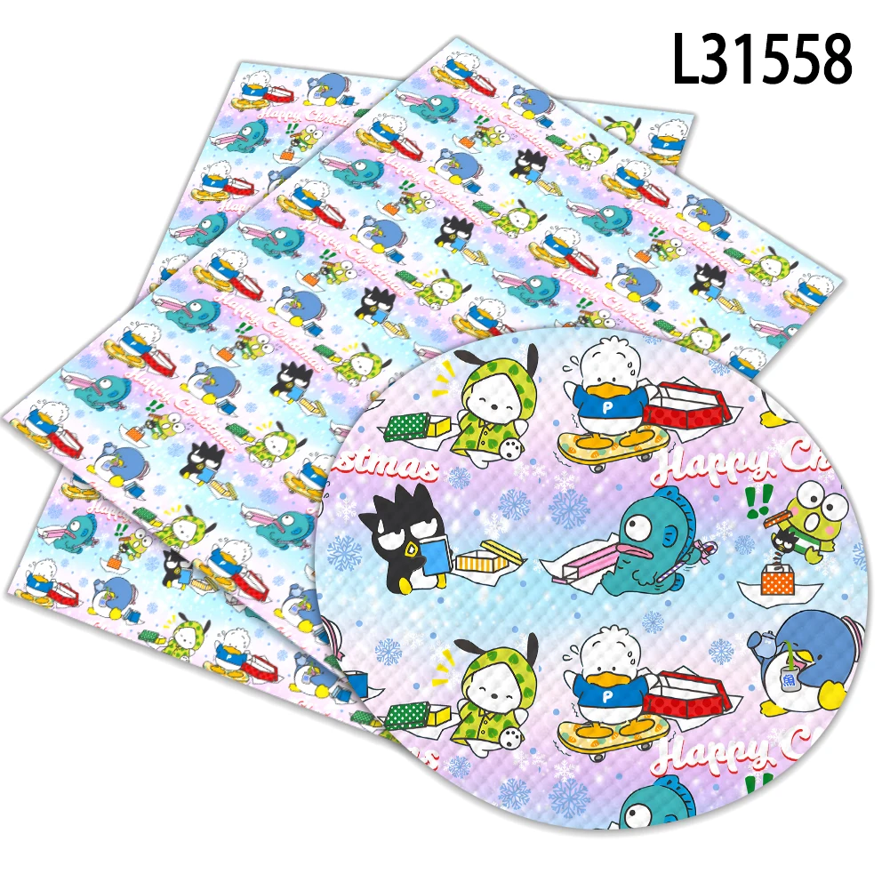 

Kitty Christmasgift Cartoon Print Artificial leather DIY Earring Hair Bow Bag Crafts faux Leather 22X30CM