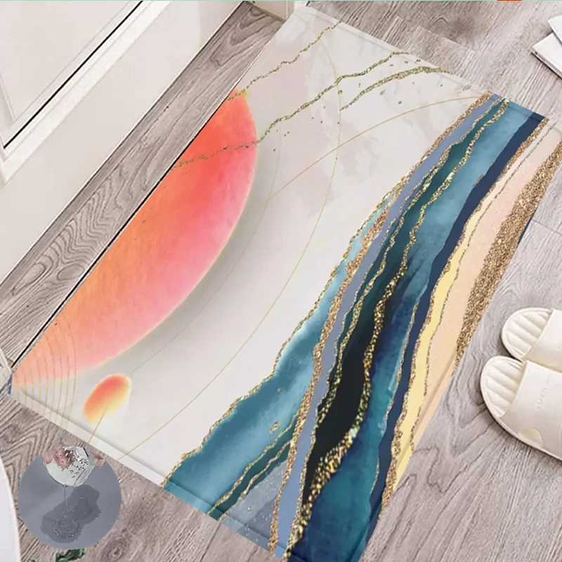 Tropical Marble Pattern Bath Mats Non-slip Carpet for Bathroom Toilet Super Absorbent Foot Rug Diatom Mud Home Area Decor Rugs