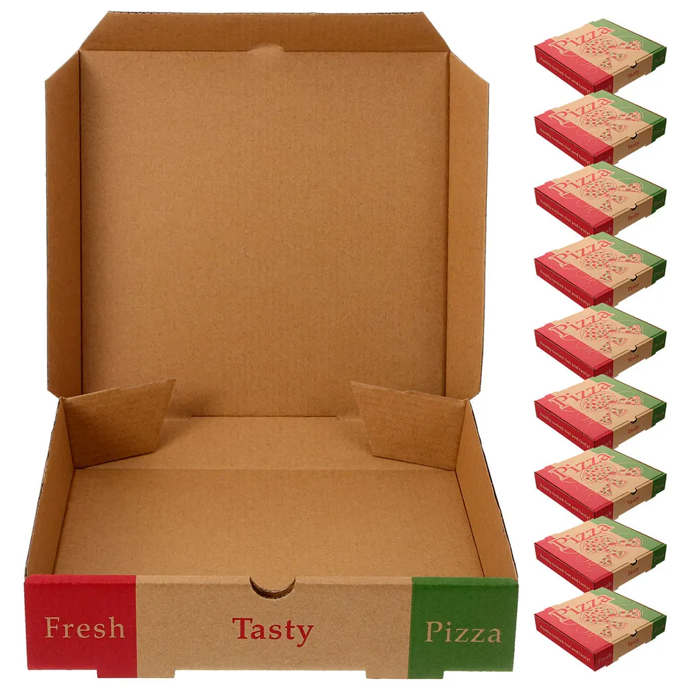 

10pcs Inch Pizza Boxes Foldable Food Containers Takeaway Paper Pizza Container Box Restaurant Disposable Kitchen Supplies