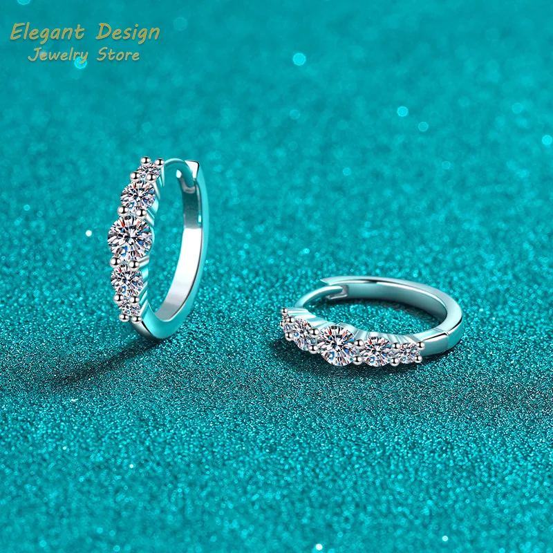 

Платиновые серьги-кольца Pt950, полные звезд, темпераментные сверкающие пряжки для ушей 1,12 карата с бриллиантами в ряд, серьги-кольца с муассанитом для женщин, подарки