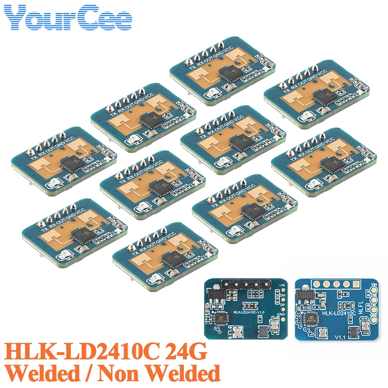 Image of 20 Stück/5 Stück 24GHz Menschlicher Präsenzsensor HLK-LD2410C LD2410C Millimeterwellen-Radarmodul Berührungslose Herzschlag- und Bewegungserkennung