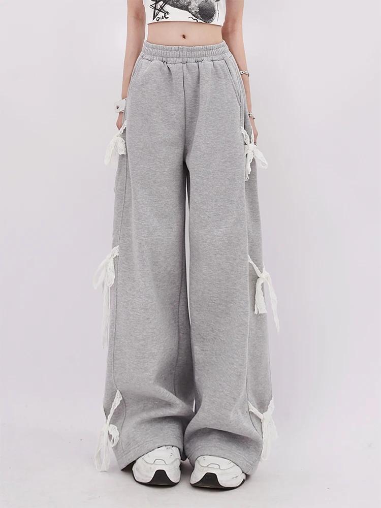 Summer Women Cute Core 2000s Lace Up Baggy Sporty Pants Pantalones Loose Casual Long Trousers Y2k Joggers Tide Vintage Cozy Tide