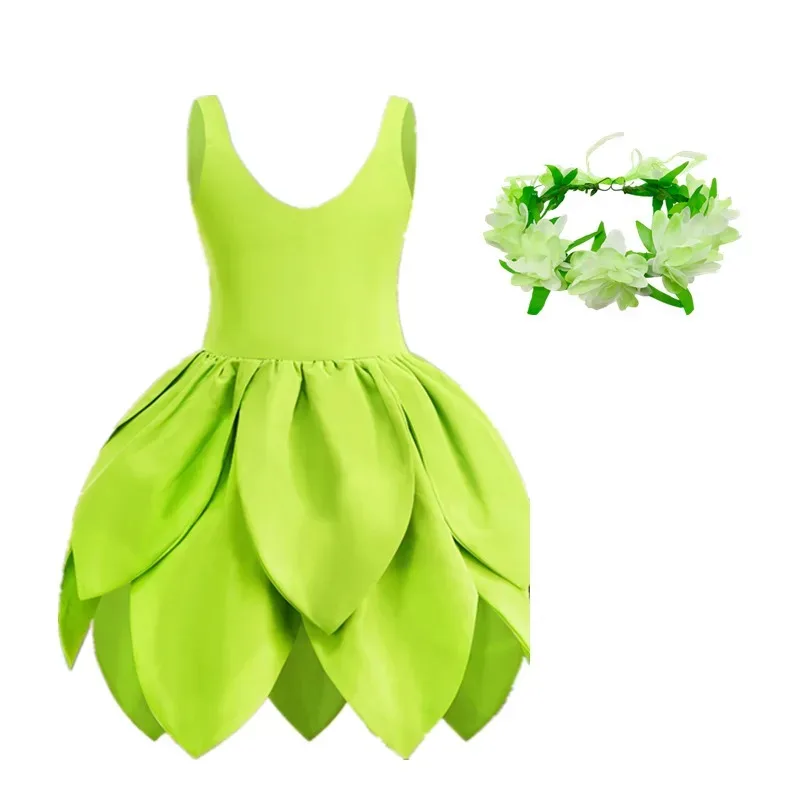lHalloween Cosplayl Girl Baby Tinker Bell Green Fairy Dress Kids Kindergarten Stage Performance Outfits Children Luxury Elf Cosp - view 4