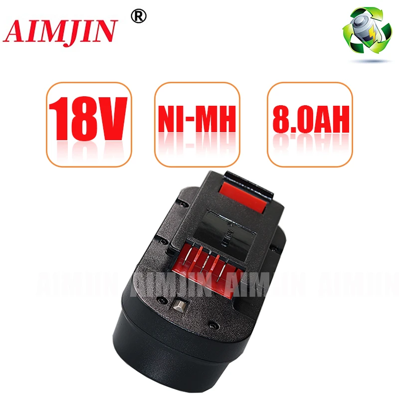 

NEW HPB 18V 8000MAH Rechargeable Tools Battery For Black&Decker Hpb18 Fs180 A1718 A18NH BD18PSK EPC18 HP188F2B KC1800Sk Fs1800CS