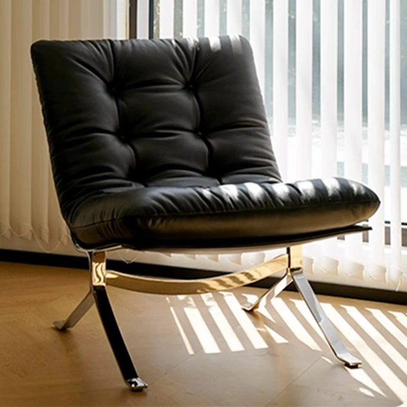 Роскошное кресло для отдыха, металлические стулья для гостиной, минималистичный портативный одиночный диван-стул, стулья со спинкой для отдыха, дизайнерская мебель для дома