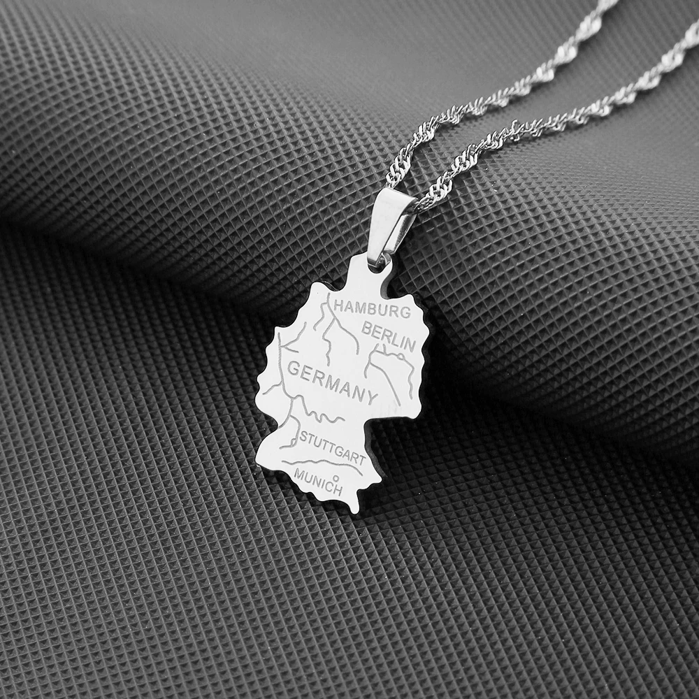 Mode Deutschland Karte Flagge Anhänger Halskette Edelstahl Männer Frauen Deutschland Karten Schmuck Geschenk – Detail 11