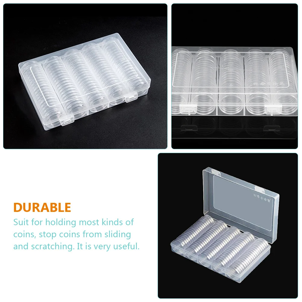 مجموعة واحدة من صندوق تخزين العملات المعدنية، حامل العملات المعدنية البلاستيكية الشفافة، حافظة واقية لتنظيم العملات التذكارية لهواة الجمع #4