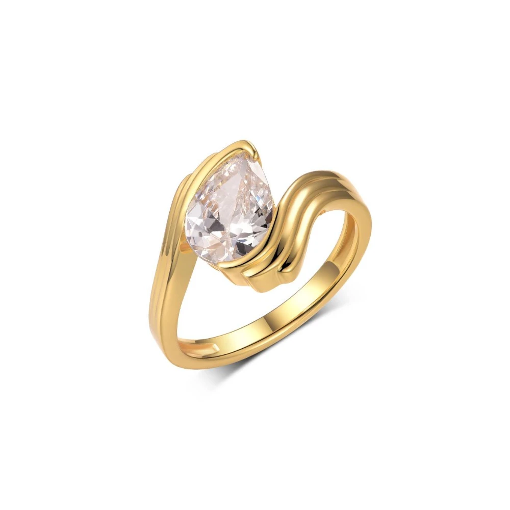 

S925 Sterling Silver Water Drop 2CT Moissanite Ring Set Fine Jewelry Gold Plated 18k Suitable for Gift Giving Birthday Gift