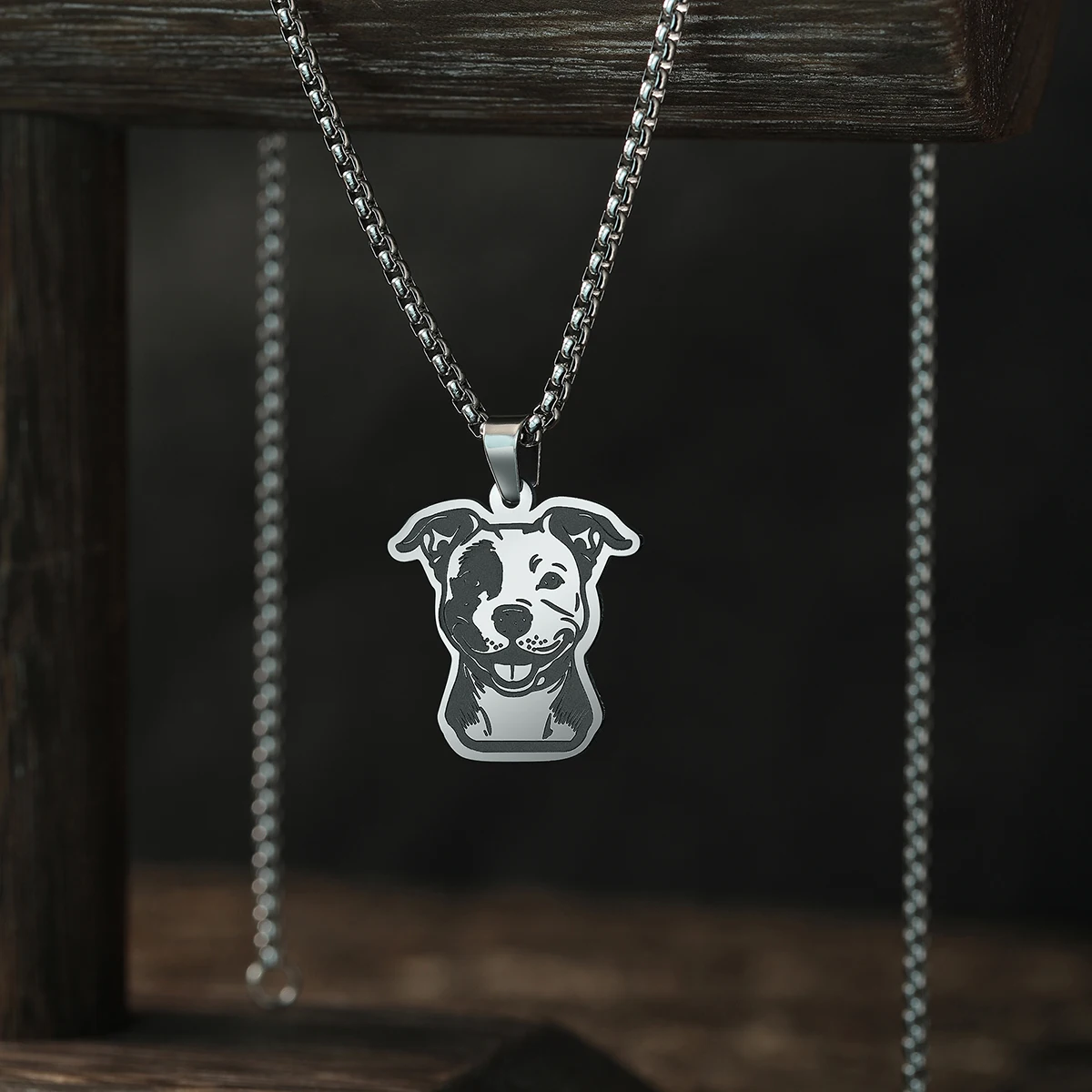 Stainless Steel Pitbull Pet Dog Necklace Cute Funny Kids Gifts Jewelry Choker Thick Chains Hip Hop Punk Necklace for Women Men