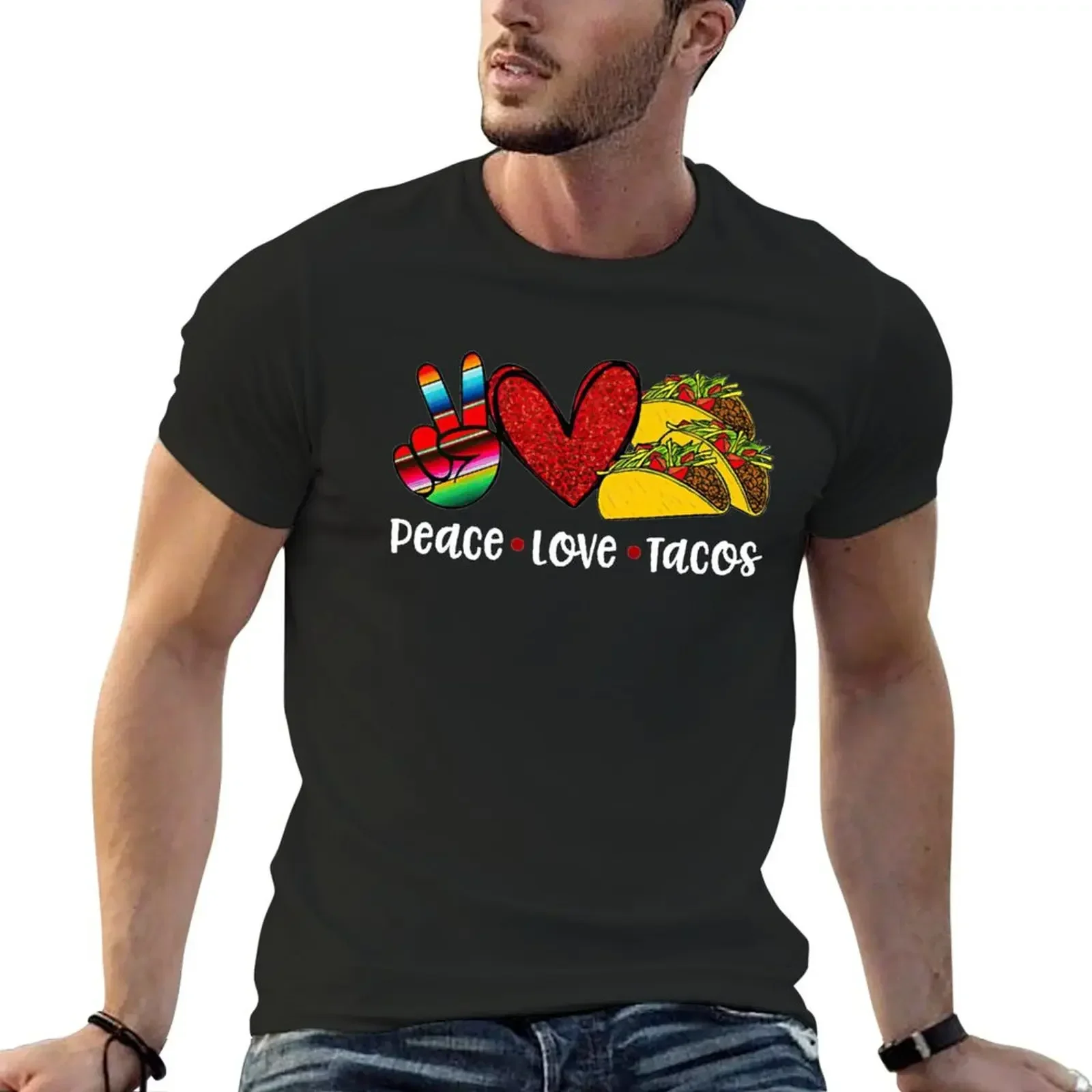 

Футболка с надписью Peace Love Tacos, летний топ, женские топы, эстетическая одежда, мужские тренировочные рубашки