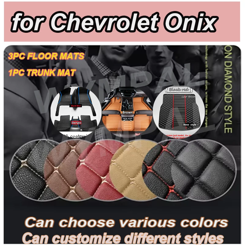

LUXURY Custom Auto Luxury Leather Car Floor Mat For Chevrolet Onix 2015 2016 2017 2018 Car Mat Full Set Women Waterproof