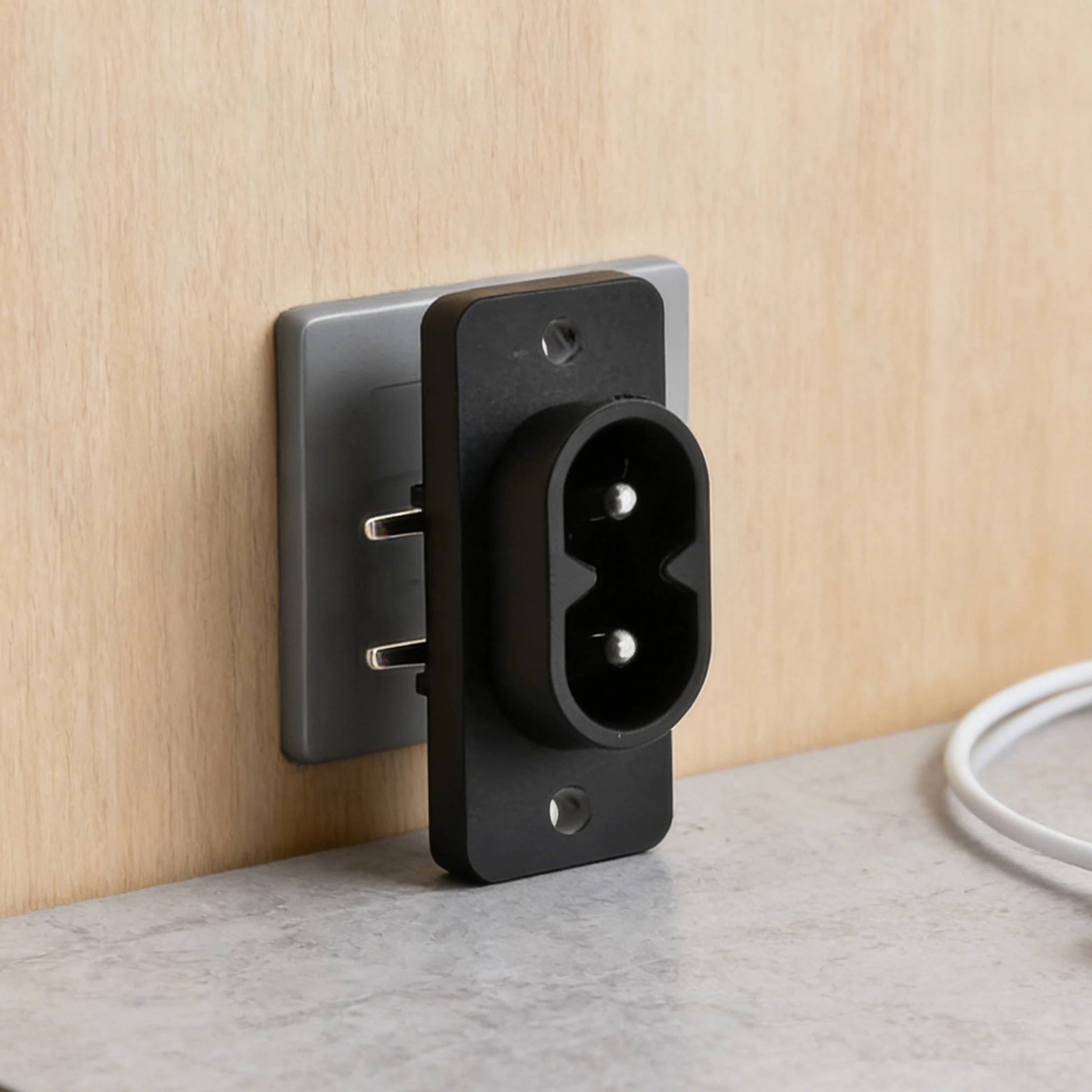 5A IEC320 C8 Black 2 Terminal Power Plug Inlet Socket AC 250V2.5A Switch Socket Embedded Industrial Electrical 2 PIN Male 006