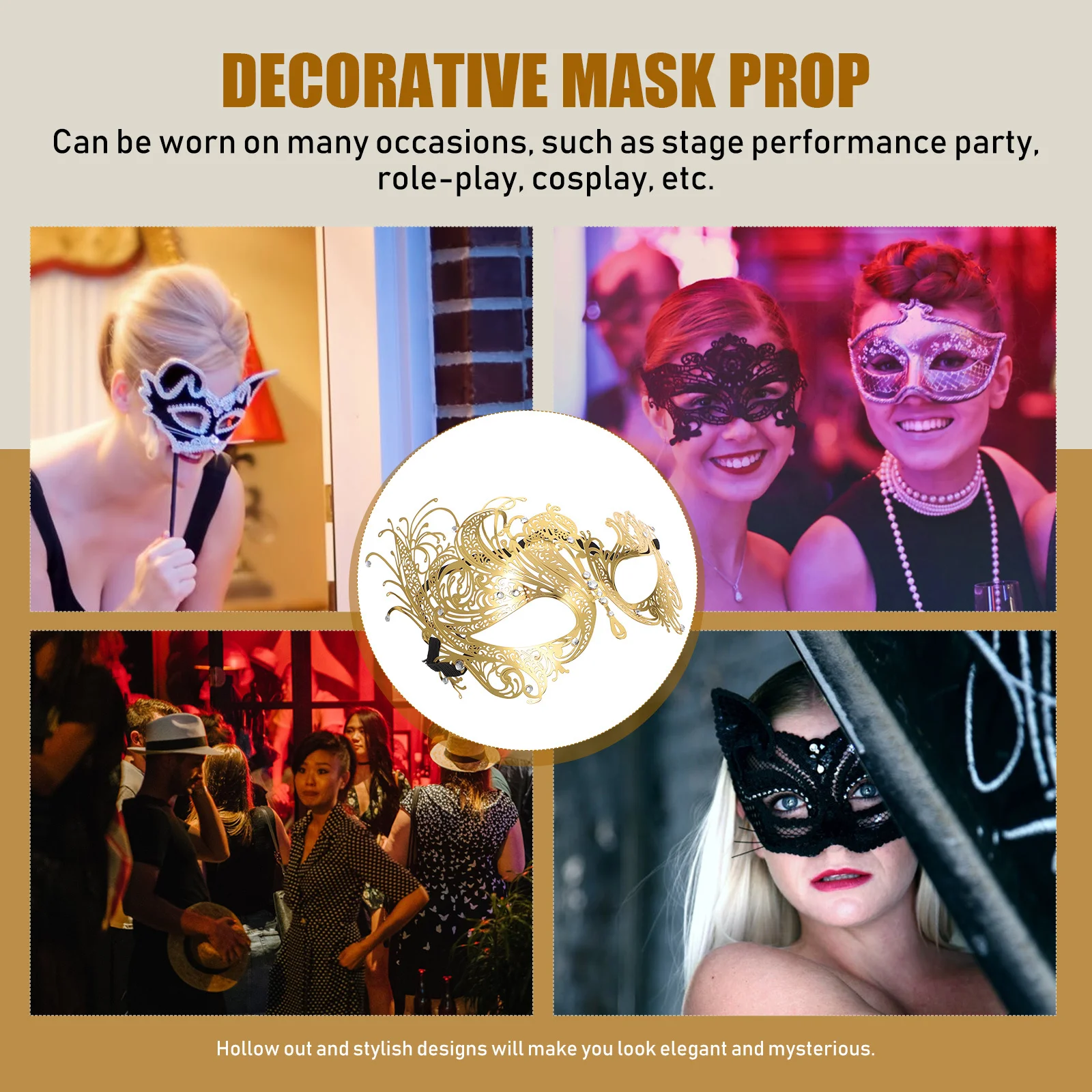 

Нежная металлическая маскарадная маска с вырезом на половину лица, легкая вечеринка, сценический реквизит, металлическая маскарадная маска