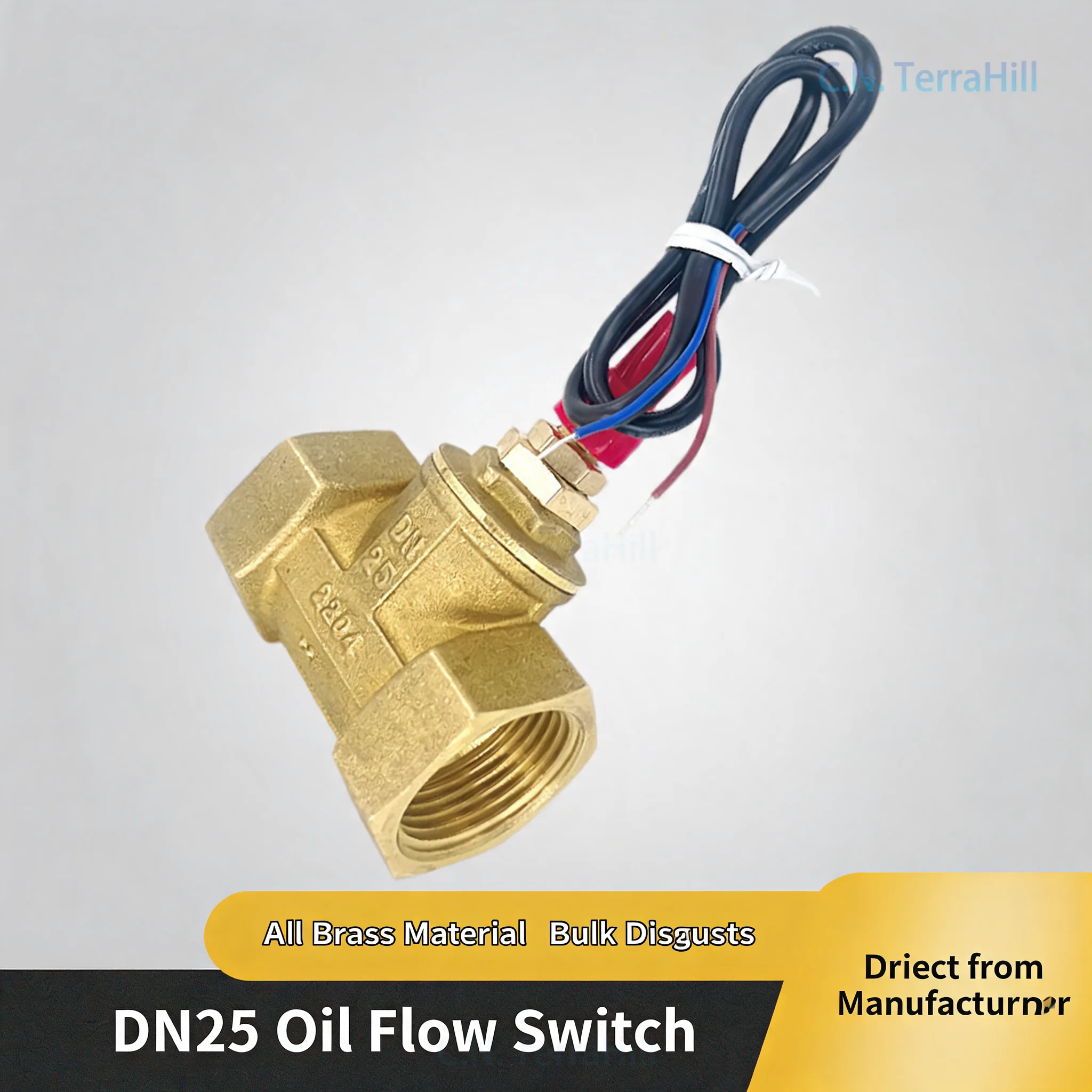 Brass Flow Switch 1 Inch DN25 Normally Open Flow Signal Switch for Industrial Water Heater and Home Water Pump