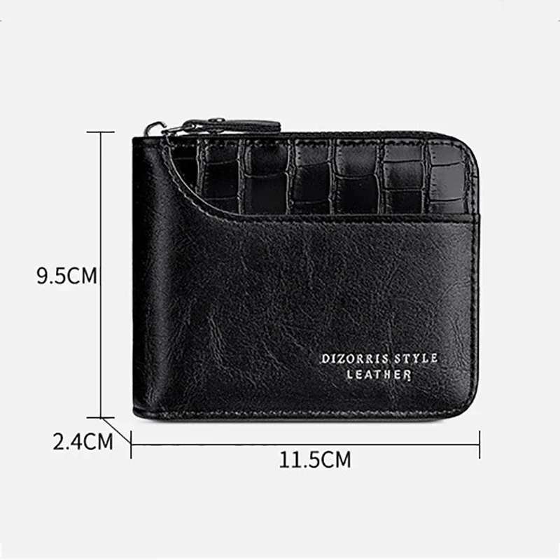 Carteira de couro masculina de luxo bolsa masculina titular do cartão com zíper com bolso de moedas carteiras rfid presentes para homem saco de dinheiro