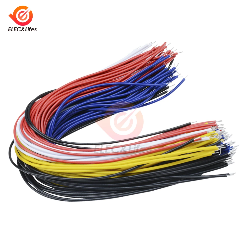 100Pcs Double Head PCB Solder Cable 20CM Breadboard Fly Jumper Wire Cable Tin Conductor 5 Color