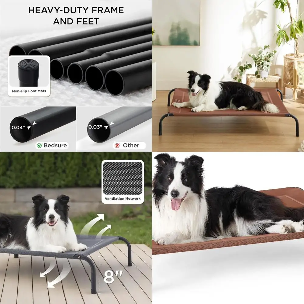 

Portable Outdoor Dog Cot with Mesh, Terracotta, 49 for Large Dogs, Indoor & Outdoor Use, Anti-Slip Base