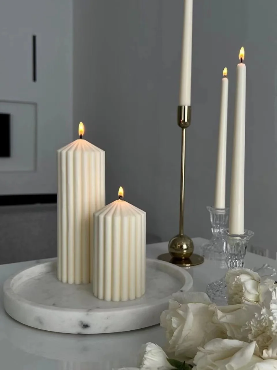 Home Decoration Luxury Aromatic Decorative Scented Candles Wedding Decoration Accessories White Candles Aesthetic Gift Candles