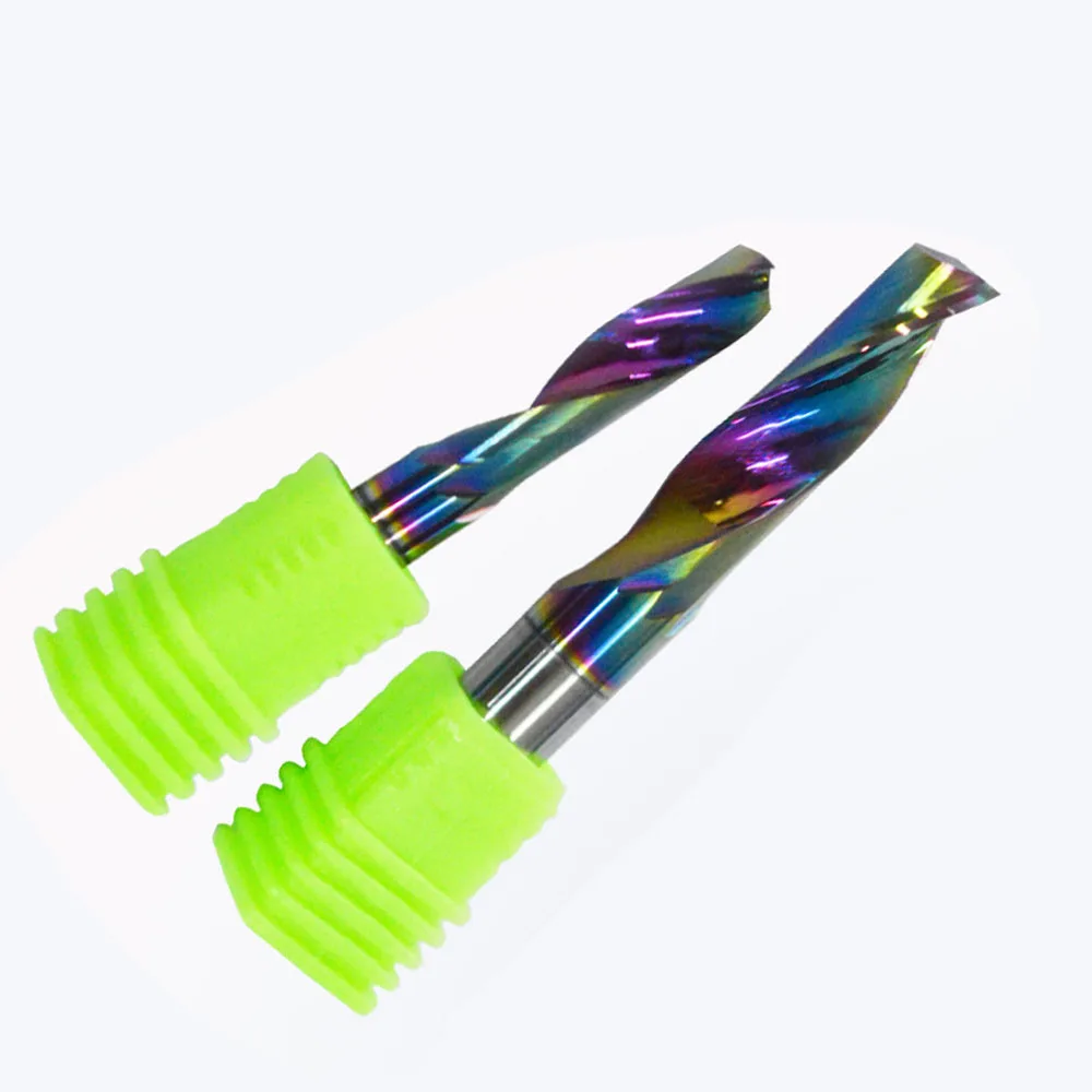 Vsharp 4 5 6mm DLC Colorful Coating One Flute Aluminum Milling Cutter 1F CNC Spiral End Mill  Aluminum Plate Engraving Cutting