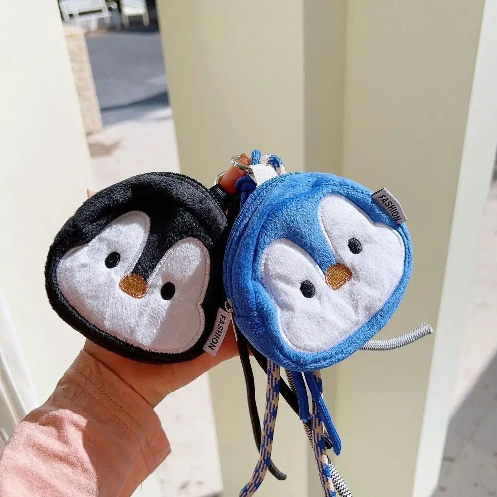 Pendant Plush Penguin Coin Purse Cute Colorful Hanging Rope Cartoon Keychain Jewelry Packing Bag Korean Style Small Makeup Bag