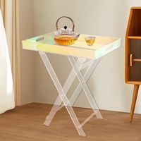 Acrylic Side Table, Folding Tray Table, Modern Colorful Acrylic End Table for Homes, Bars,Showrooms, Living Room,Bedroom,Kitchen
