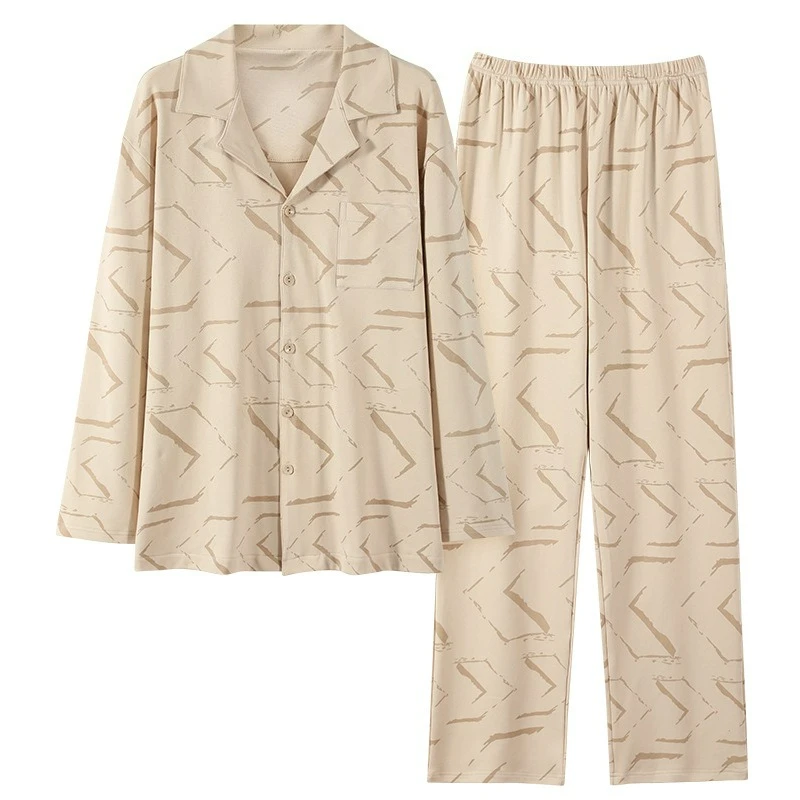 High-end Pajamas Men's Spring Autumn Cardigan Long-sleeved Trousers Large Size Can Be Worn Outside Casual Youth Loungewear Suit