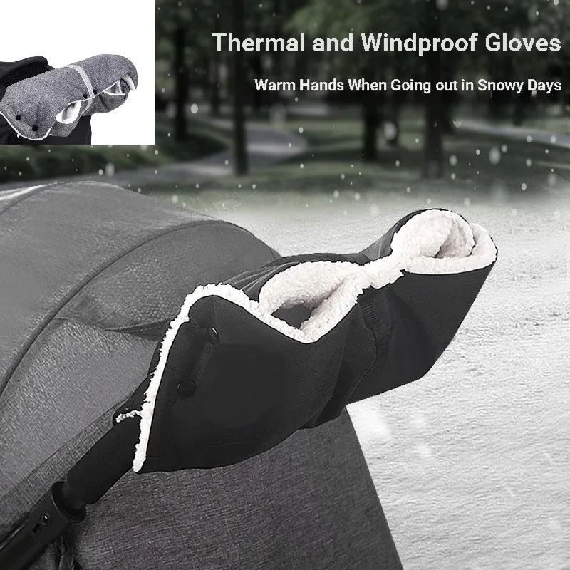 Stroller Handle Warm Gloves 3-Layer Thickened Waterproof Windproof for Baby Stroller Mom Winter Outdoor High Quality Universal