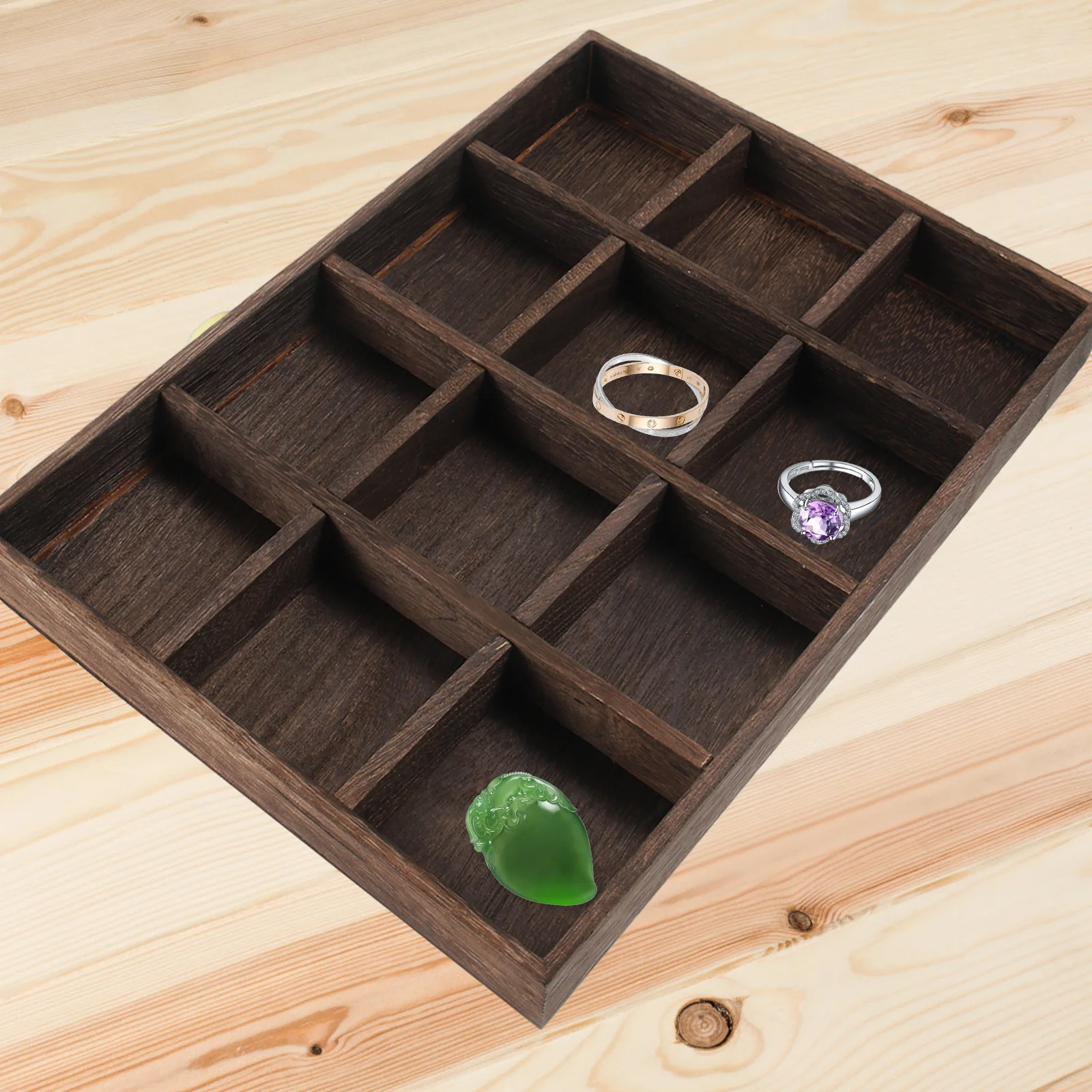 

Деревянный поднос для ювелирных изделий, блюдо для колец в деревенском стиле, декоративный органайзер для хранения комода для спальни и тарелки для демонстрации ювелирных изделий