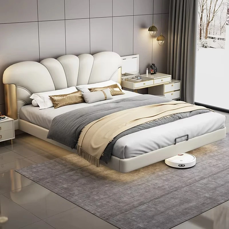 Frame Space Double Bed Modern Platform Beige Full Size Bedroom Double Bed Bases Living Room Cama De Casal Furniture Home