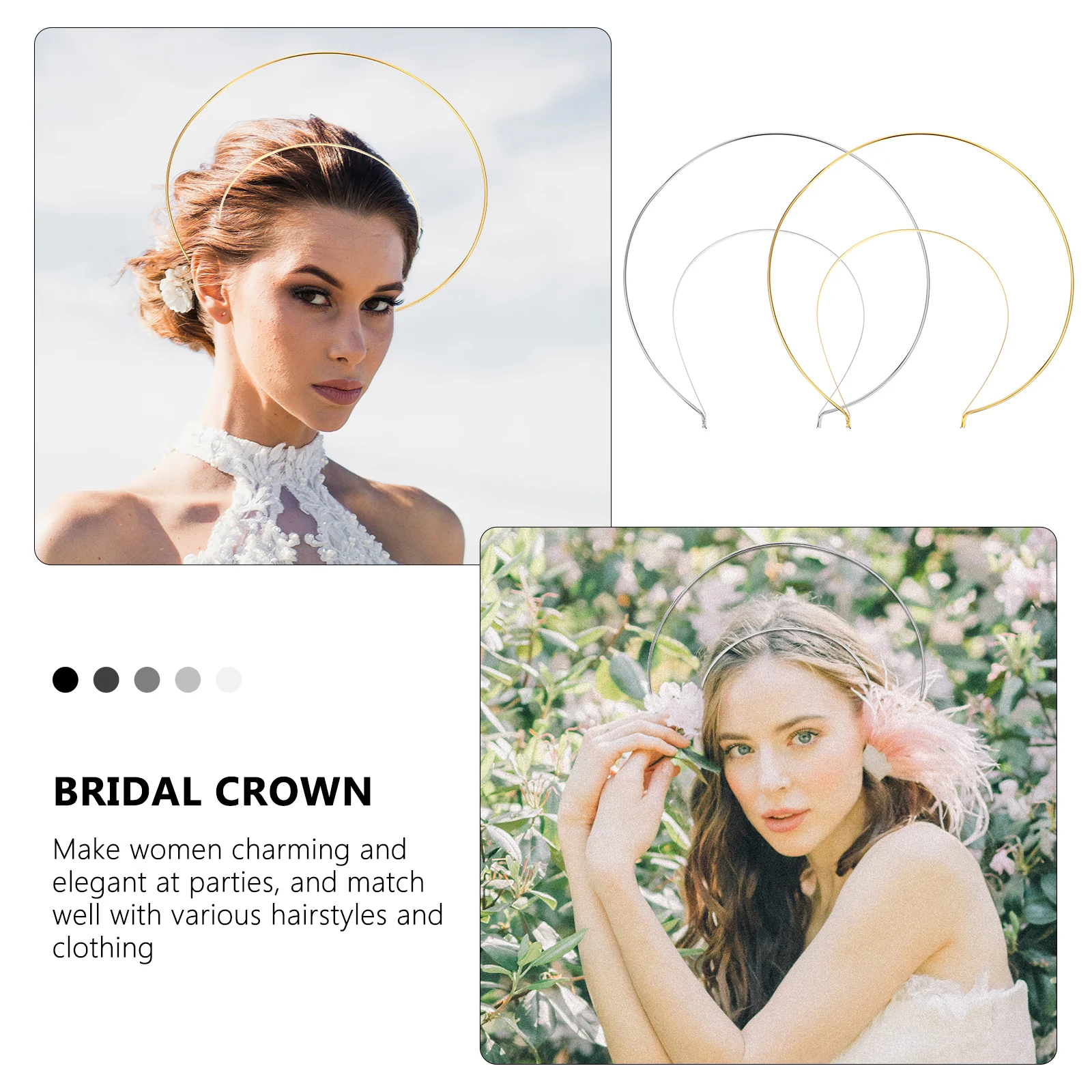 

2pcs Chic Double Layer Crown Headbands Wedding Bridal Tiaras Alloy Head Jewelry For Festivals Parties And Photography