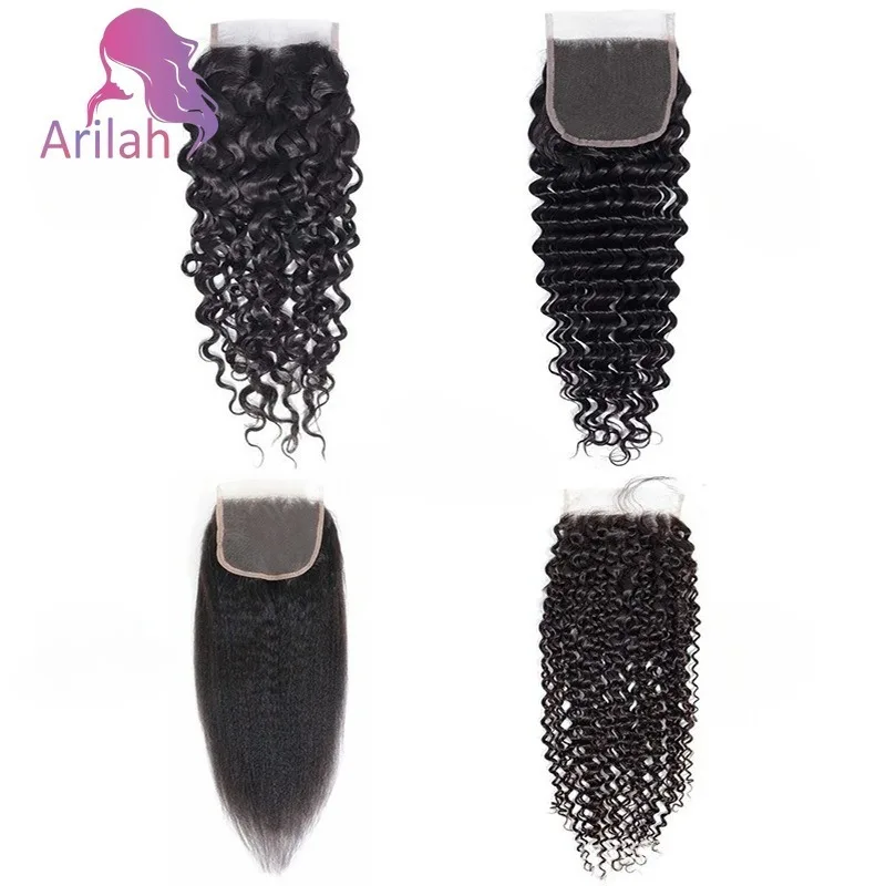 

Глубоководные кудрявые прямые человеческие волосы 4x4, кружевная застежка, предварительно выщипанные, плотность 150%, полный конец, бразильские девственные волосы, 10-20 дюймов