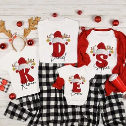 Personalized Christmas Family Matching Outfit Letter with Name T-shirt Mom Dad Daughter Son Clothes Shirts Baby Bodysuit Romper