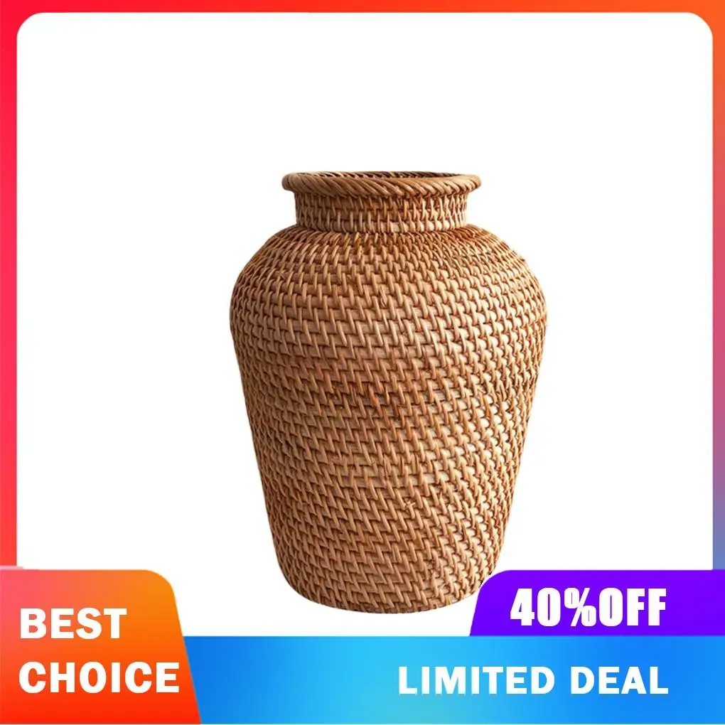 Rattan Vase Wicker Vases For Flowers Showcase Fake And Grass Bouquets Stunningly Boho Accent Woven Vase -Easy