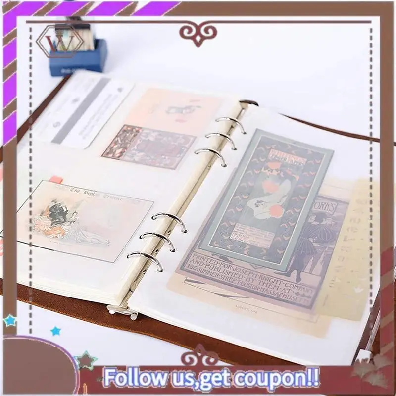 ABBG-100 Piece Transparent A6 Binder Pockets PVC Card Loose Leaf Bags Cash Envelopes For Budgeting Binder