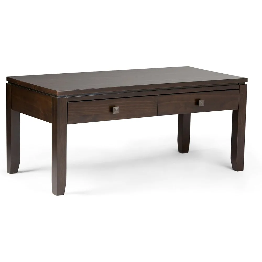 

Cosmopolitan SOLID WOOD 42 inch Wide Rectangle Coffee Table in Mahogany Brown, for the Living Room and Family Room