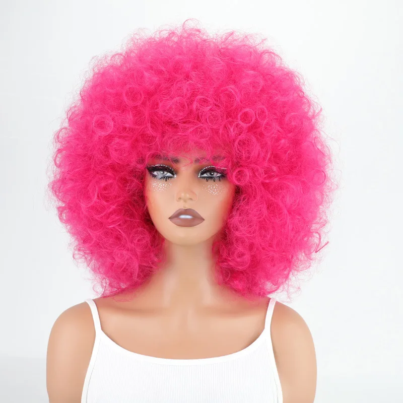 SQRDGQ Synthetic Hair Woman Wigs Short Curly Wigs for Women Black 99j Pink Wig Female Daily Party Cosplay Wig Woman