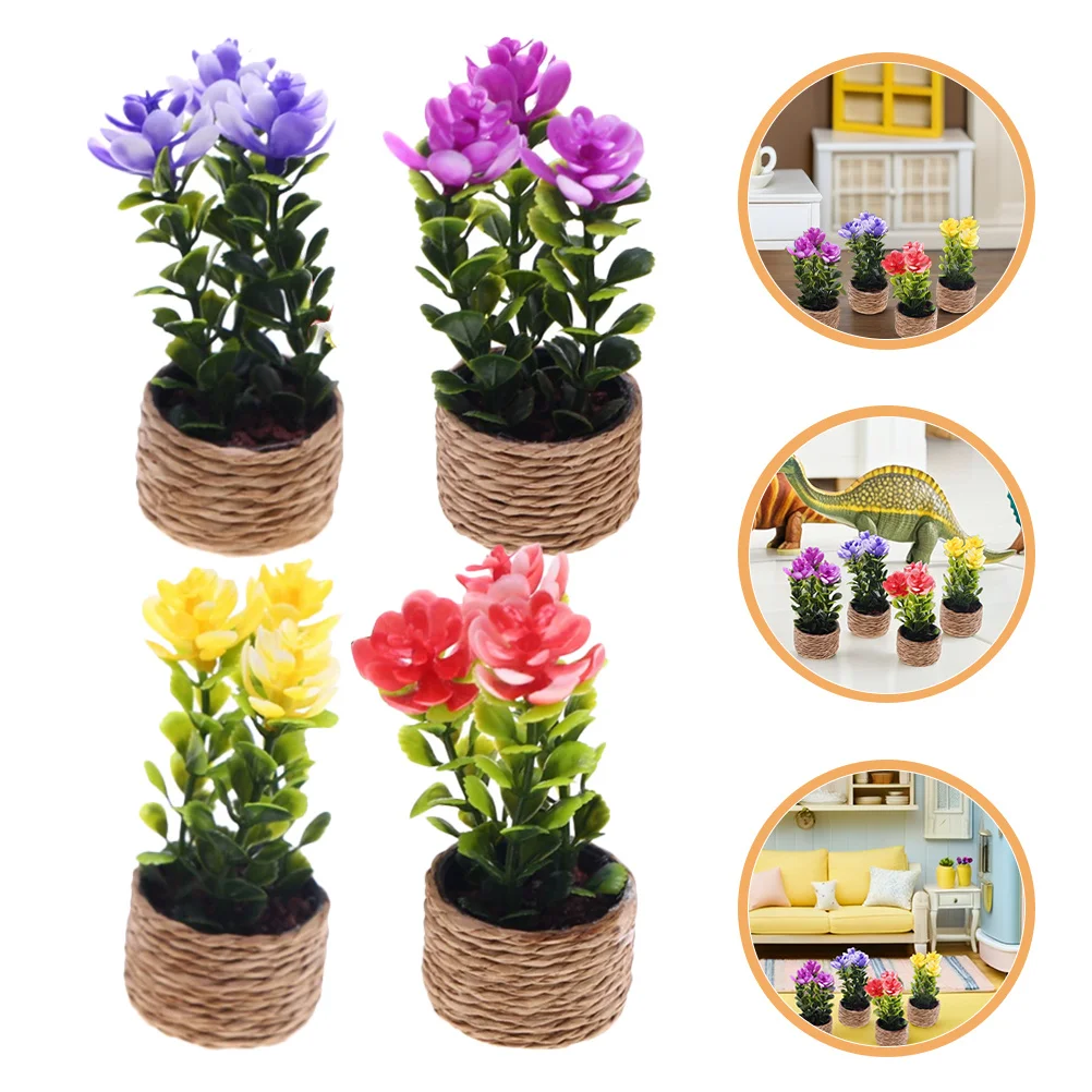 

4pcs Mini Artificial Plants Realistic Simulation Fake Succulent Potted Decor For Office Home Tabletop Desktop