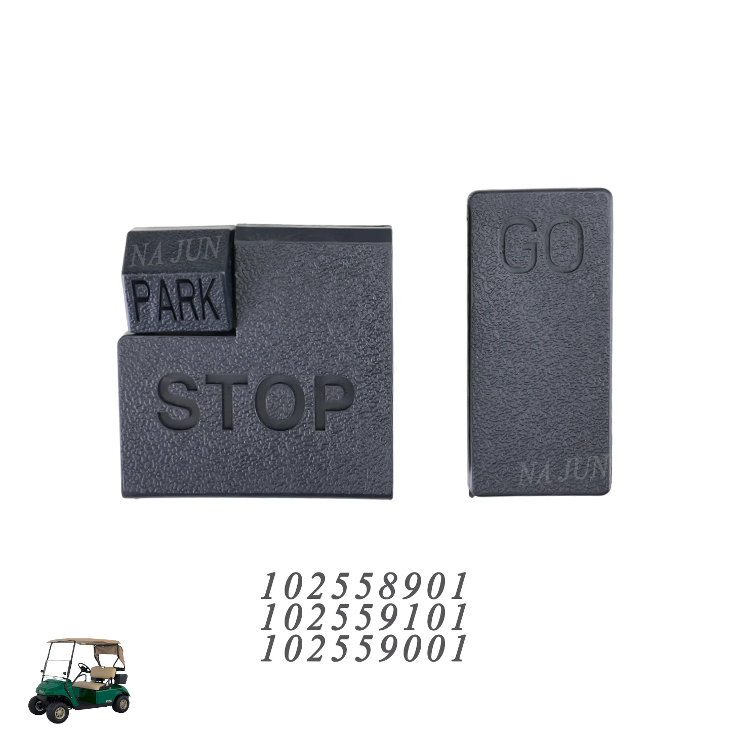 Golf Cart Pedal Pad Kit for Club Car Pre 2004-Up Accelerator Brake Parking Pedal Rubber 102558901 102559101 102559001