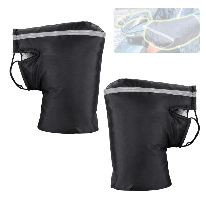 M76E Black Handlebar Mitts with Fleece-Lined Interior for Cold Rides